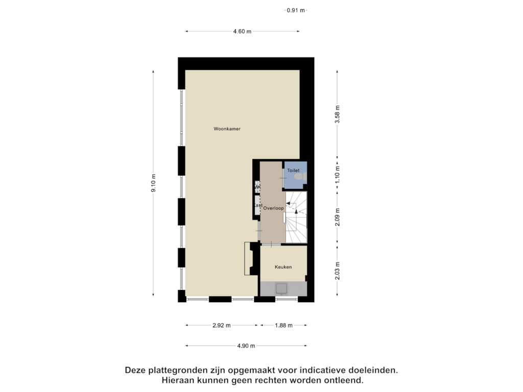 View floorplan of Eerste Verdieping of Jacob van Lennepstraat 11-A