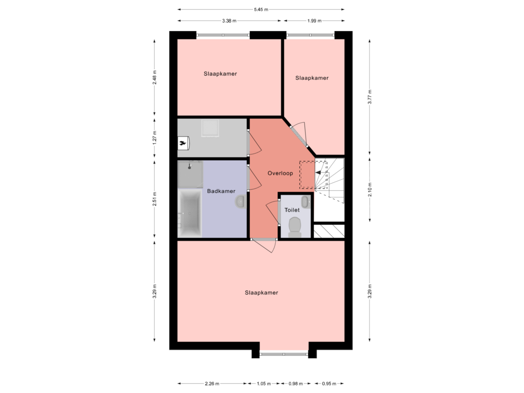 View floorplan of Tweede Verdieping of Jan Schoutenstraat 39