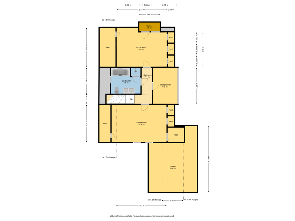 Bekijk plattegrond van 1e verdieping van Kruirad 5