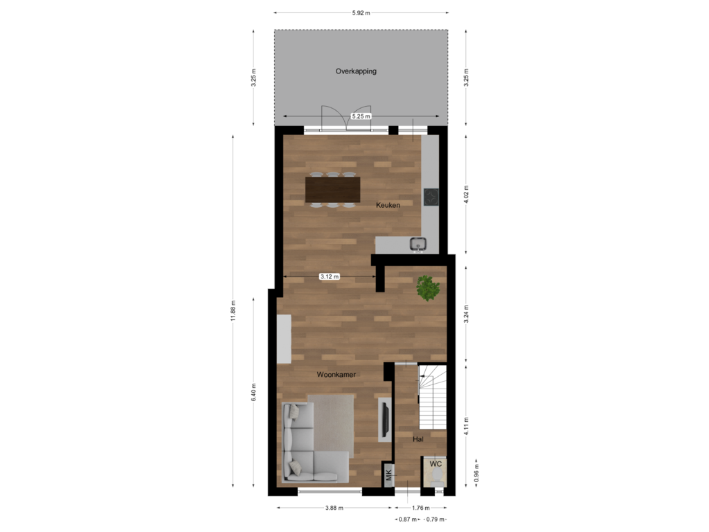 Bekijk plattegrond van Begane grond van Oleanderstraat 30