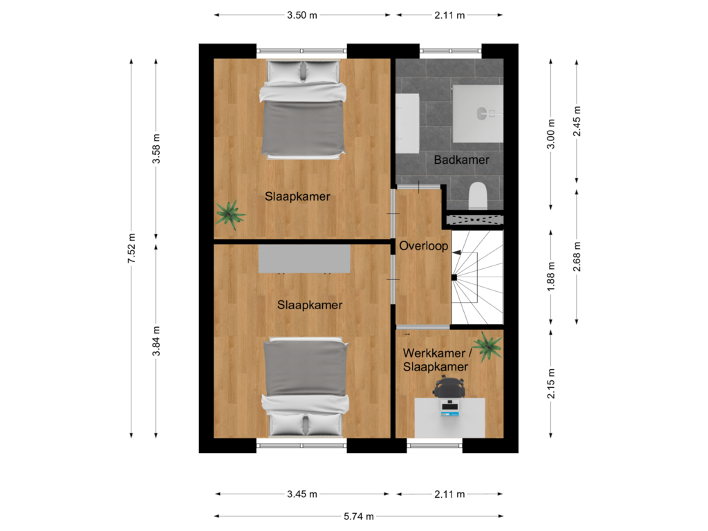 Bekijk plattegrond van Eerste verdieping van Oleanderstraat 30