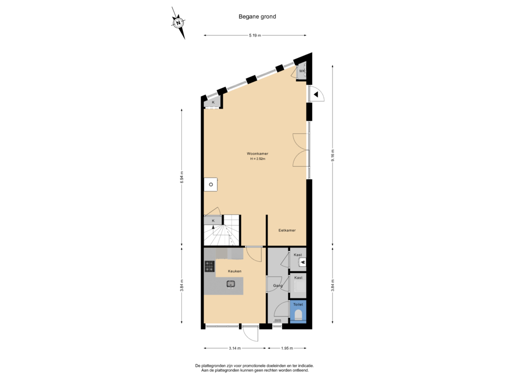 Bekijk plattegrond van Begane grond van Ten Hoetstraat 4