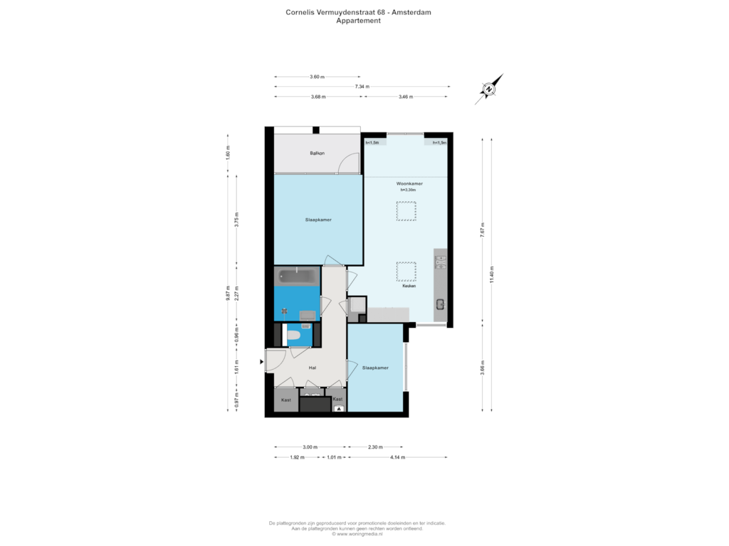 Bekijk plattegrond van Appartement van Cornelis Vermuydenstraat 68