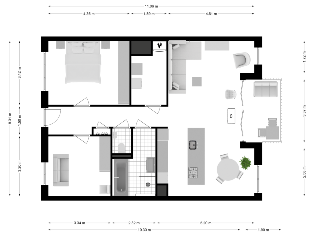 Bekijk plattegrond van Appartement van Muiderlaan 385