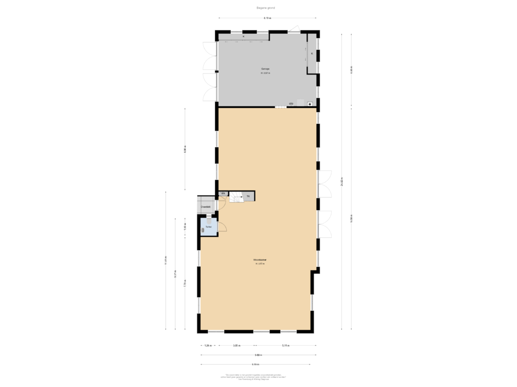 Bekijk plattegrond van Begane grond van Zuid Schalkwijkerweg 1