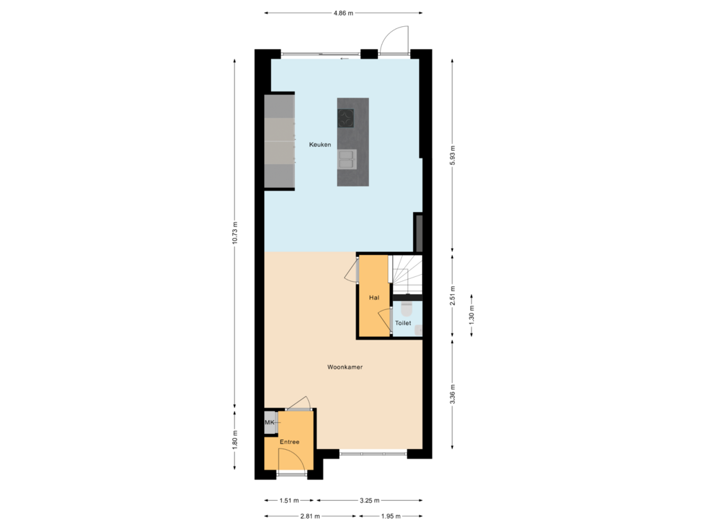 View floorplan of Begane grond of Karel Doormanstraat 53