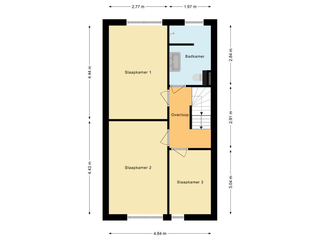 View floorplan of Eerste verdieping of Karel Doormanstraat 53