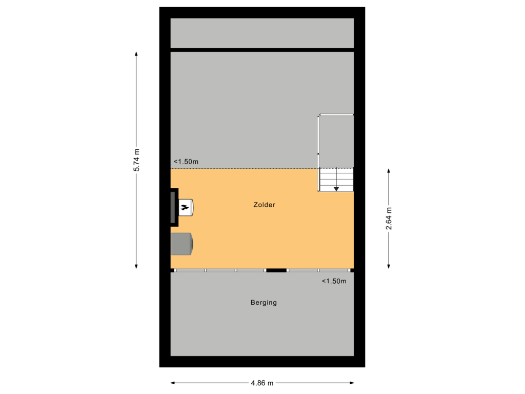 View floorplan of Tweede verdieping of Karel Doormanstraat 53