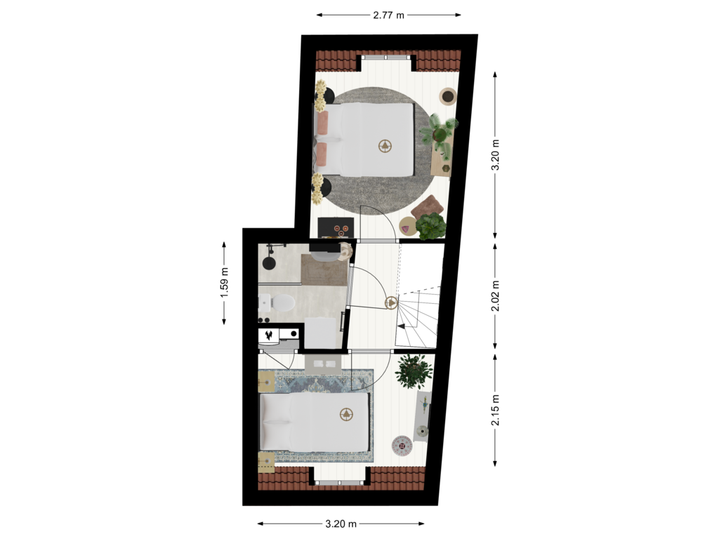 View floorplan of 1e Etage of Zuidsingel 36