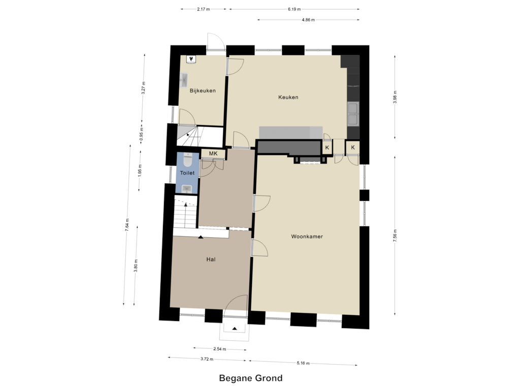 View floorplan of Begane Grond of Hofstraat 7