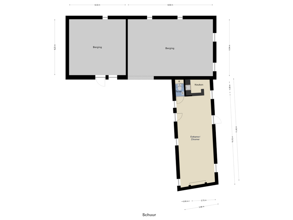 View floorplan of Schuur of Hofstraat 7