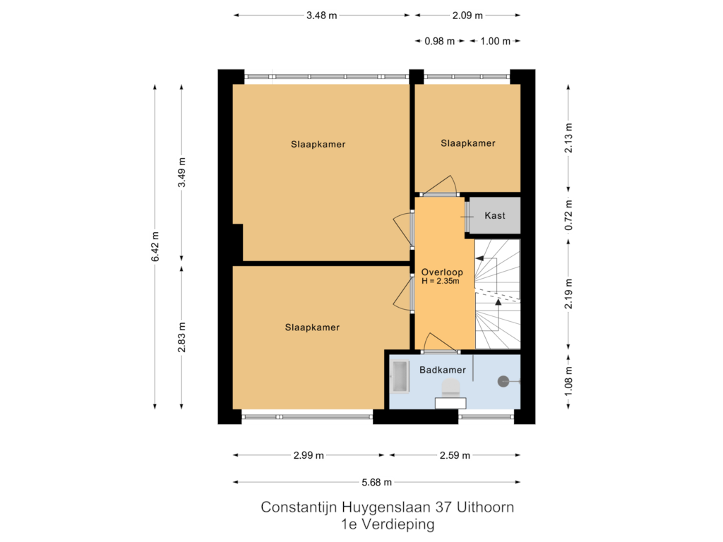 Bekijk plattegrond van 1e Verdieping van Constantijn Huygenslaan 37