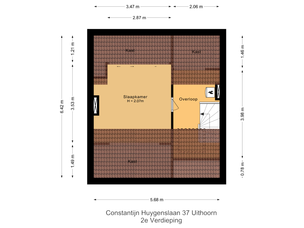 Bekijk plattegrond van 2e Verdieping van Constantijn Huygenslaan 37