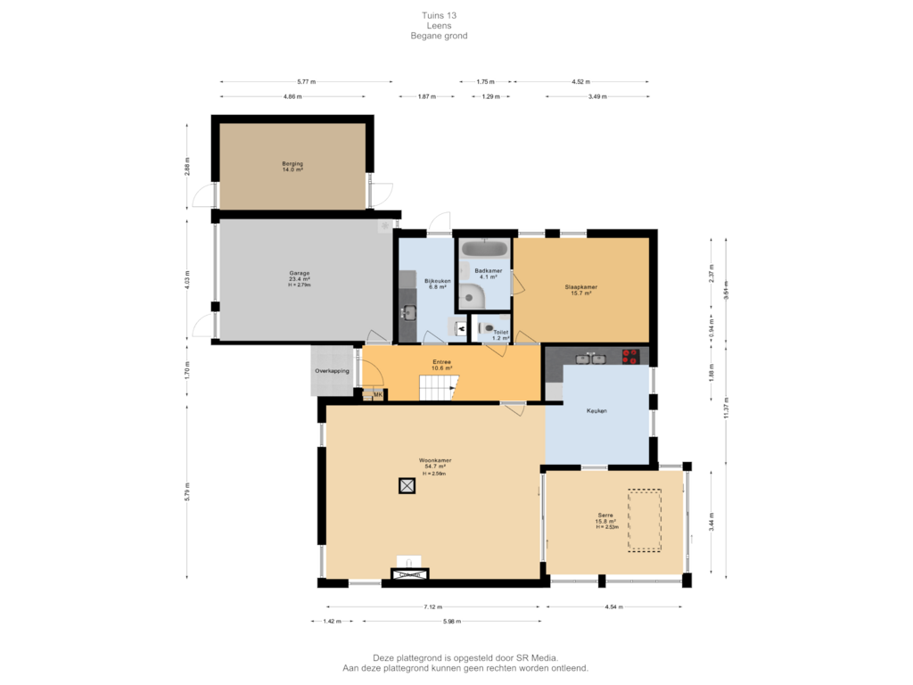 Bekijk plattegrond van Begane grond van Tuins 13