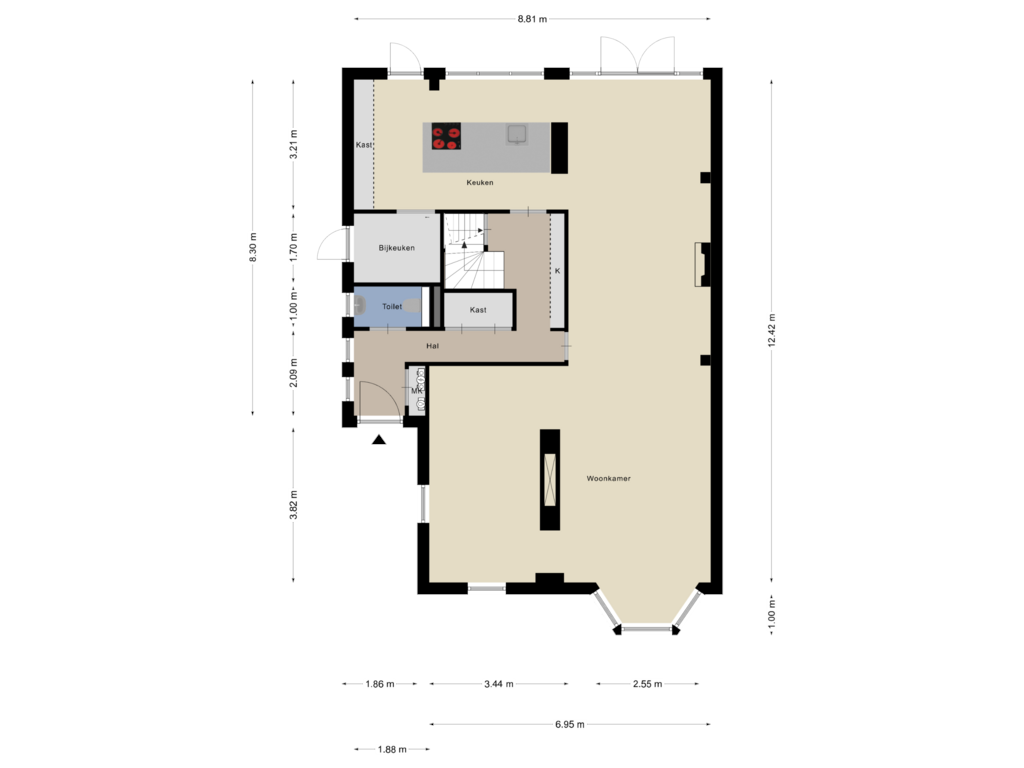 Bekijk plattegrond van Begane grond van Prof. Lorentzlaan 68