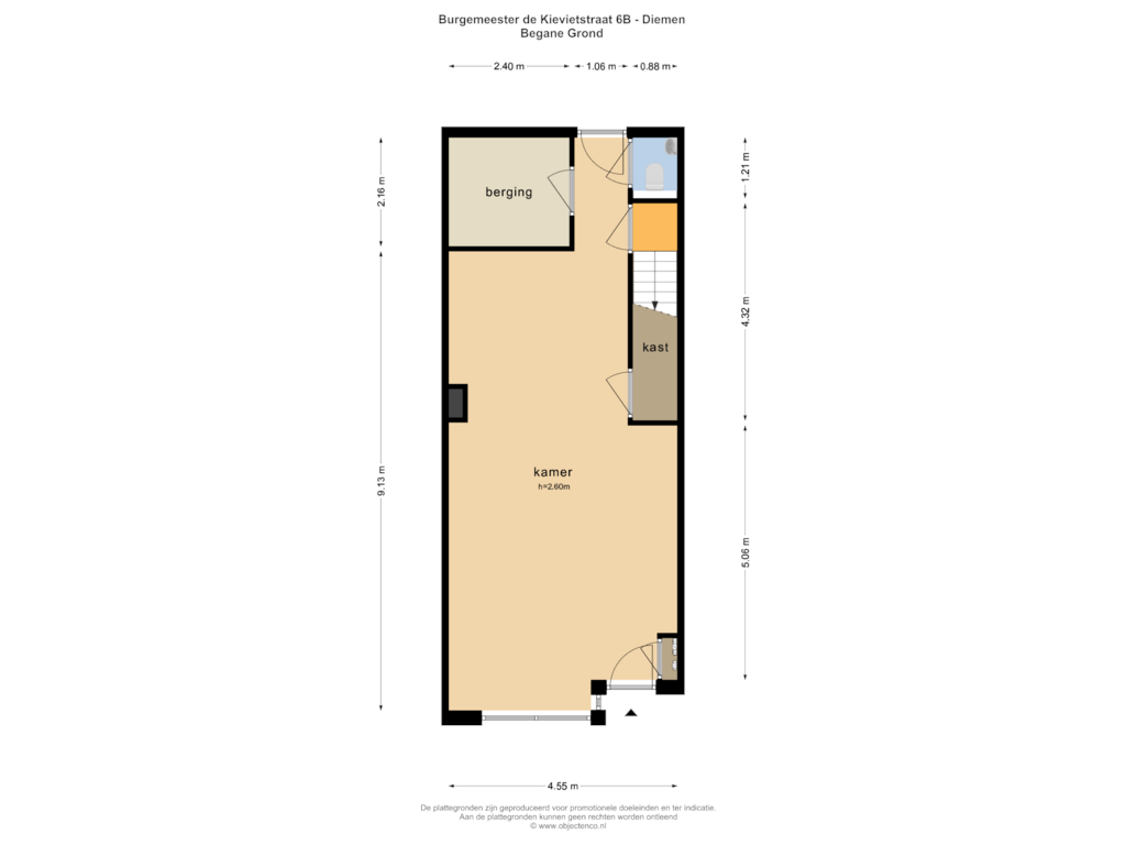 View floorplan of BEGANE GROND of Burgemeester de Kievietstraat 6-B