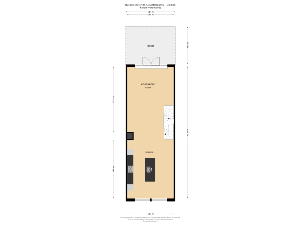 View floorplan of EERSTE VERDIEPING of Burgemeester de Kievietstraat 6-B