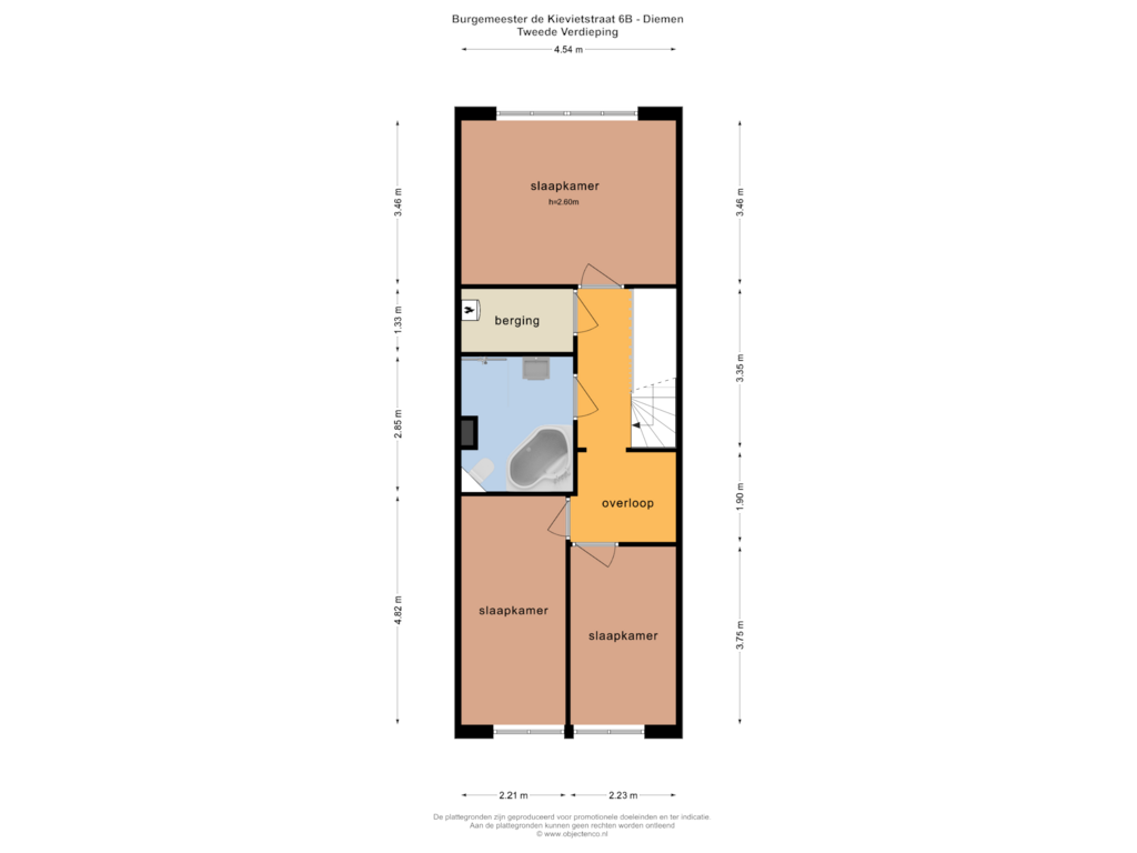 View floorplan of TWEEDE VERDIEPING of Burgemeester de Kievietstraat 6-B