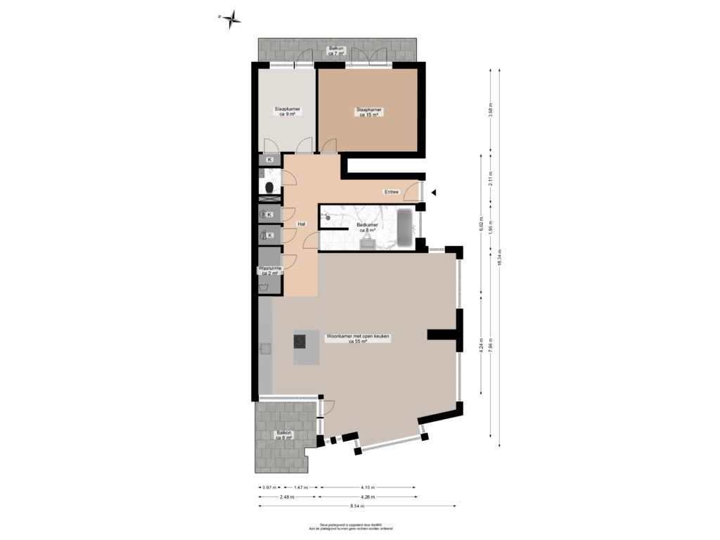 View floorplan of Eerste verdieping of Hereweg 22-D