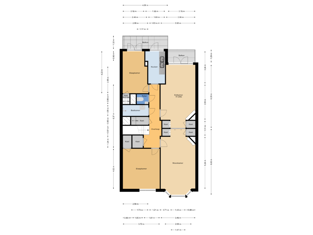 Bekijk plattegrond van 2e verdieping van Hanenburglaan 26-C