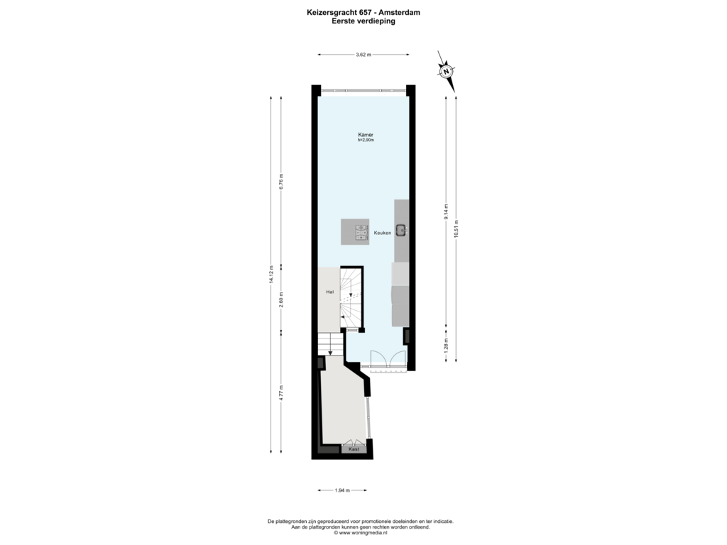 View floorplan of Eerste verdieping of Keizersgracht 657