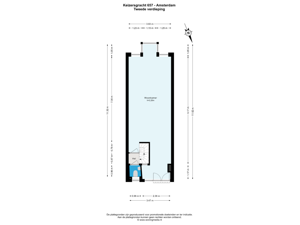 View floorplan of Tweede verdieping of Keizersgracht 657