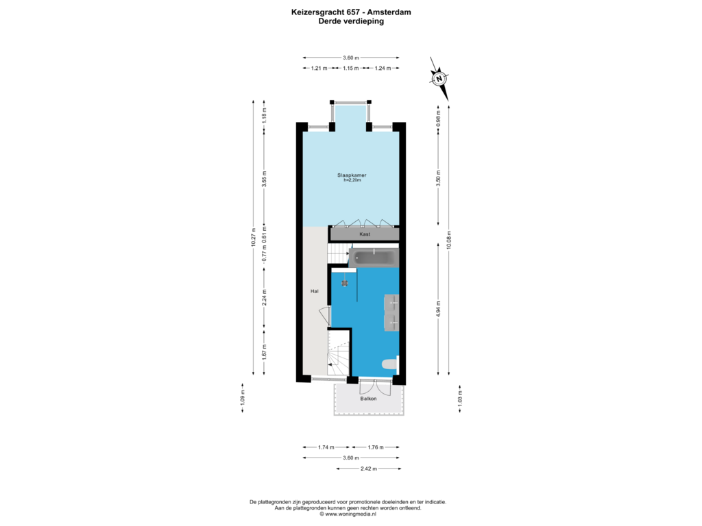 View floorplan of Derde verdieping of Keizersgracht 657