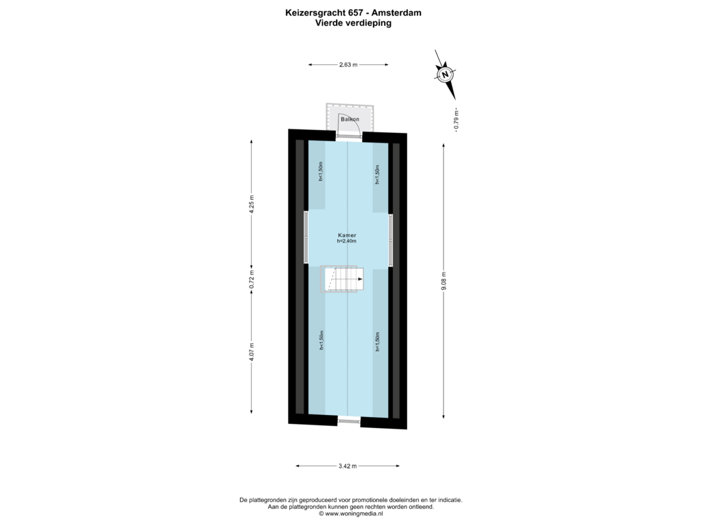 View floorplan of Vierde verdieping of Keizersgracht 657