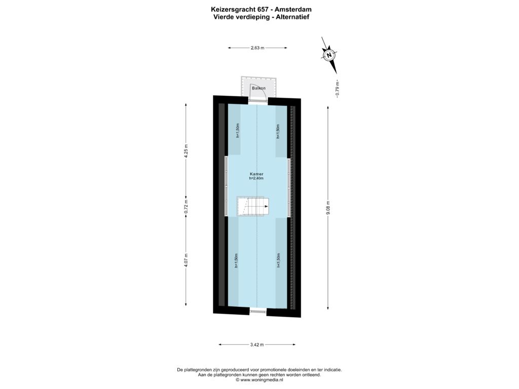 View floorplan of Vierde verdieping - Alternatief of Keizersgracht 657