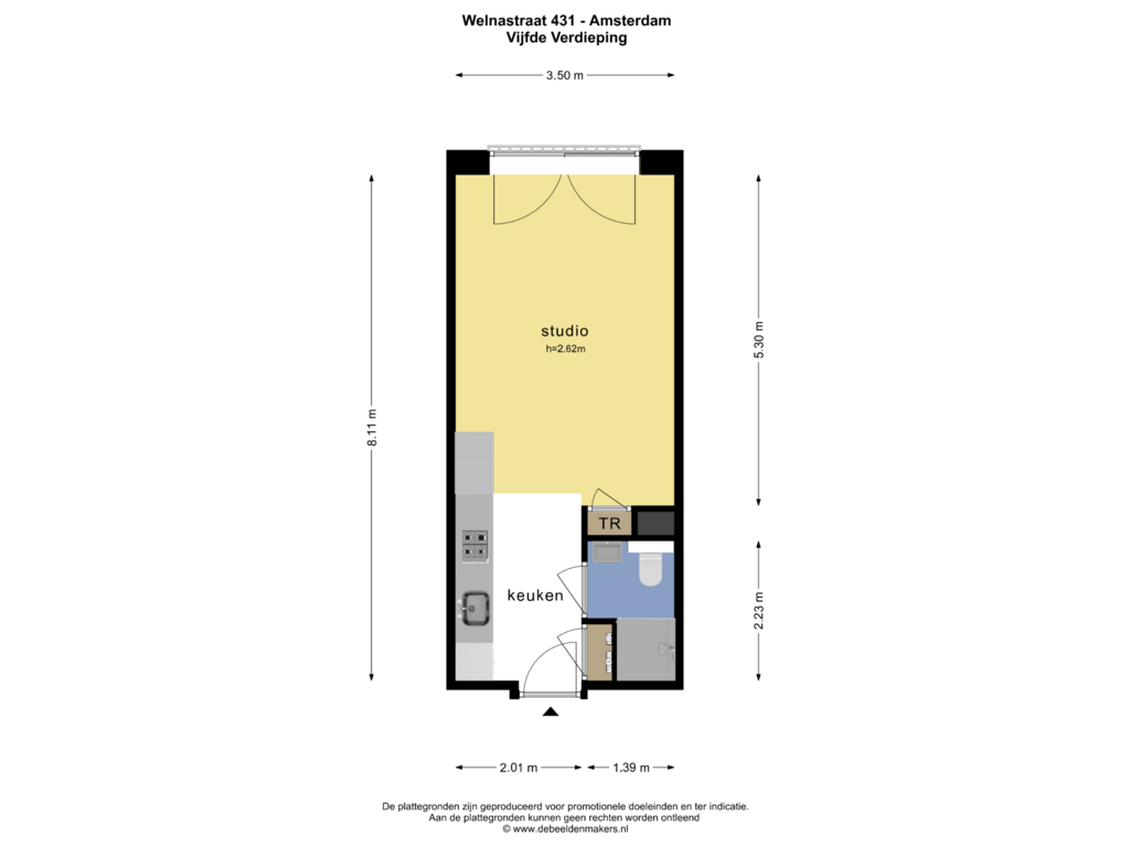 View floorplan of VIJFDE VERDIEPING of Welnastraat 431