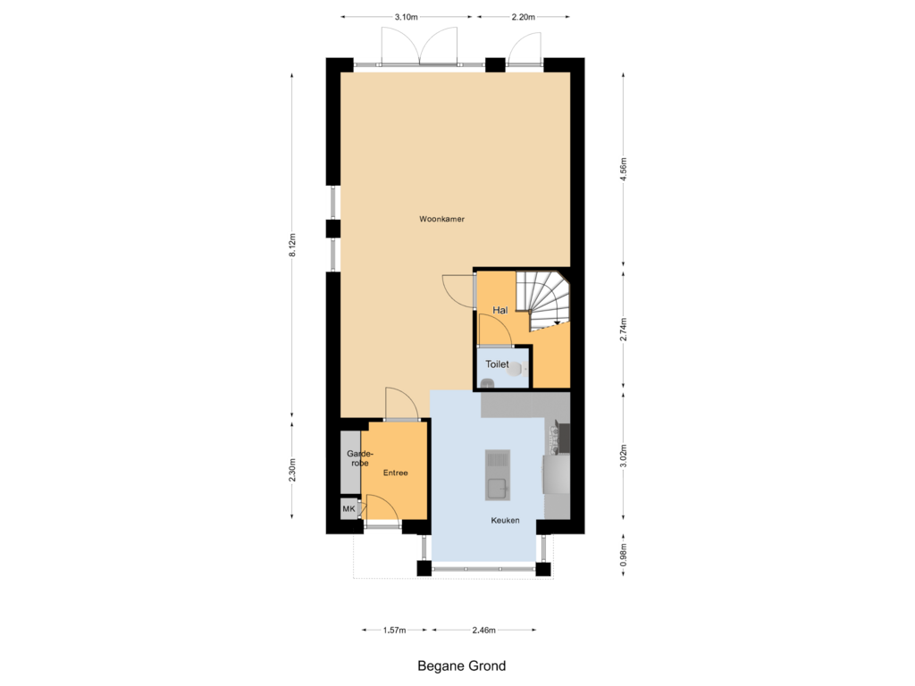 Bekijk plattegrond van Begane Grond van Dominee Bakkerushof 22