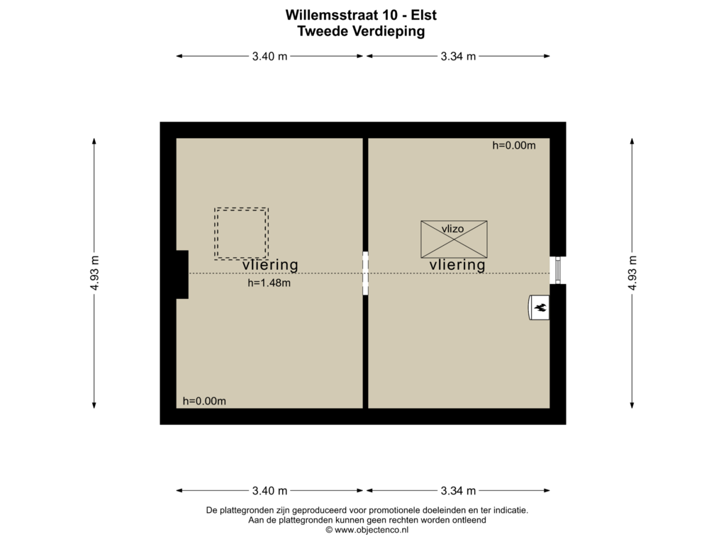 View floorplan of TWEEDE VERDIEPING of Willemsstraat 10