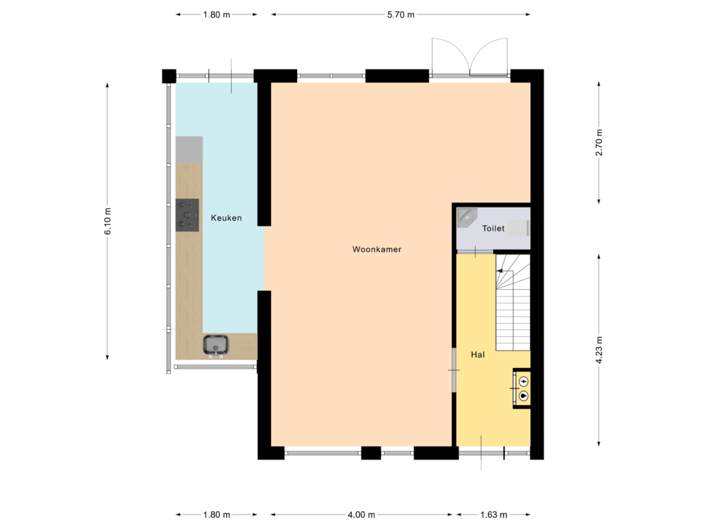 Bekijk plattegrond van Begane grond van De Waterlelie 1