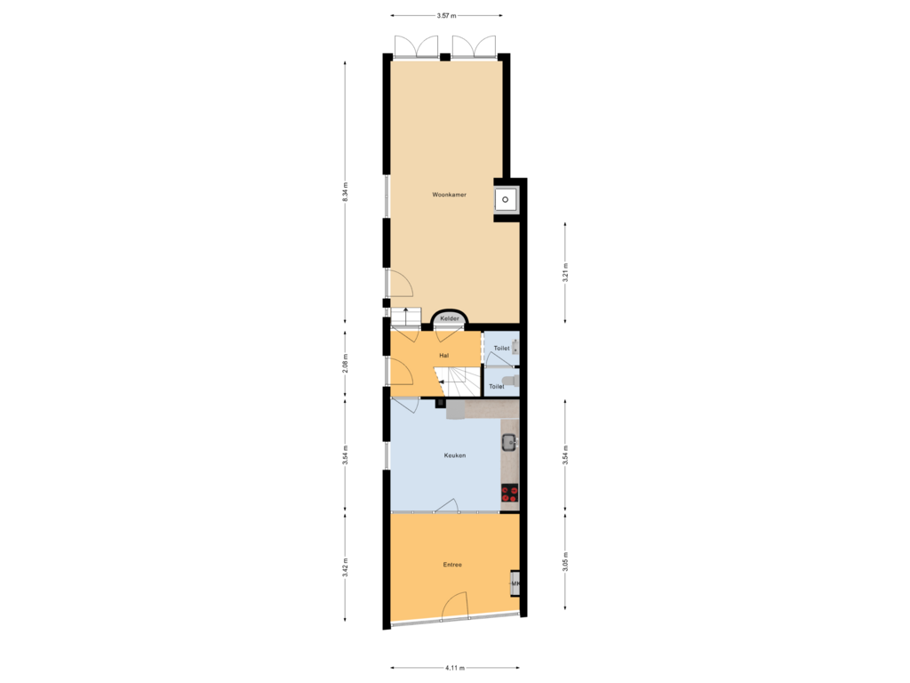 Bekijk plattegrond van Begane grond van Vughterstraat 258