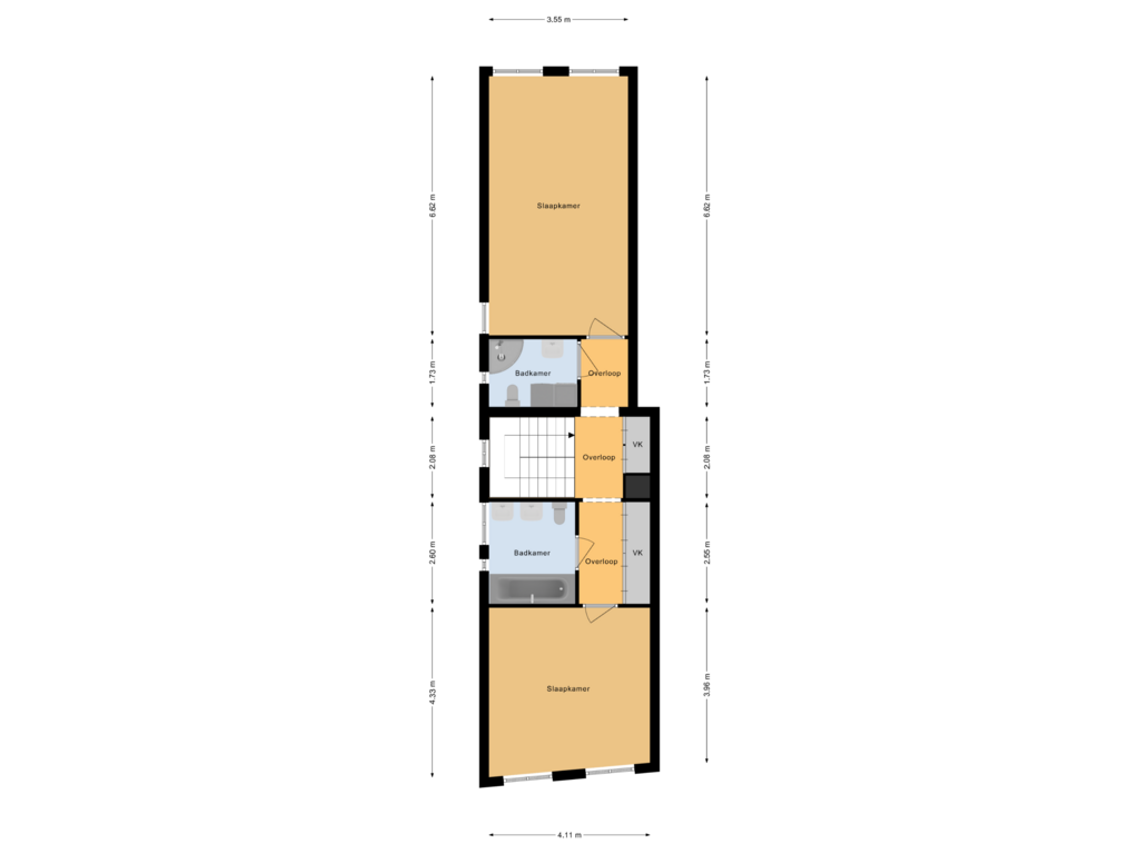 View floorplan of 1e Verdieping of Vughterstraat 258