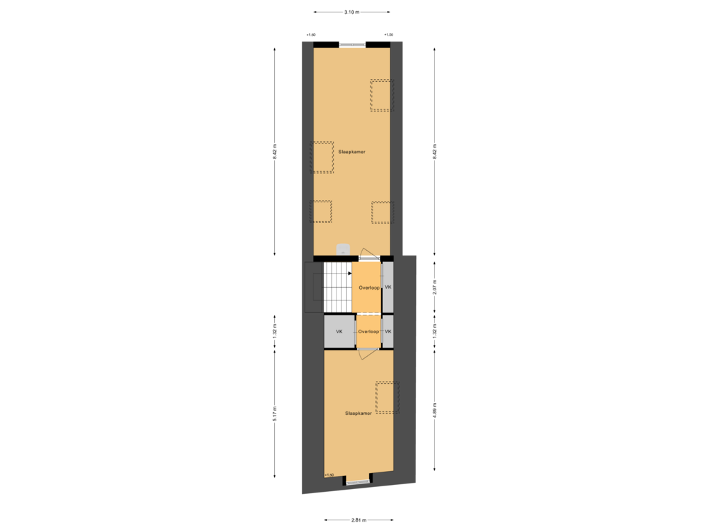 View floorplan of 2e Verdieping of Vughterstraat 258