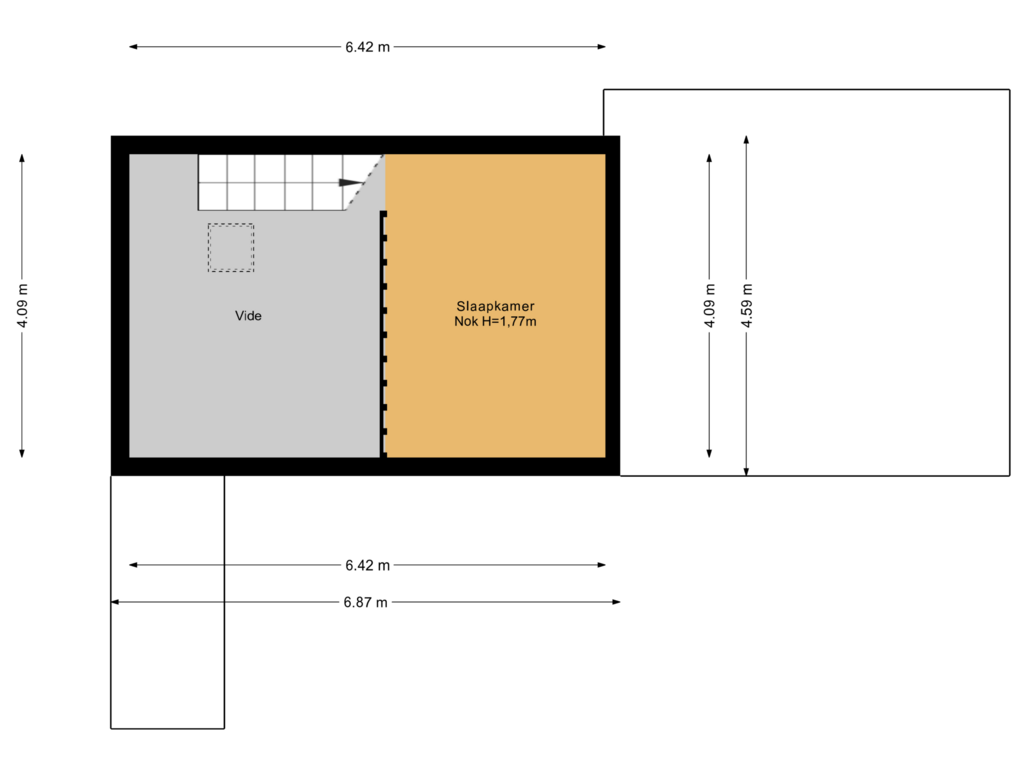 View floorplan of Appartement vliering of Prinsenstraat 4-C