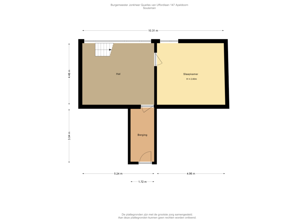 View floorplan of Souterrain of Burgemeester Jhr. Quarles van Uffordlaan 147