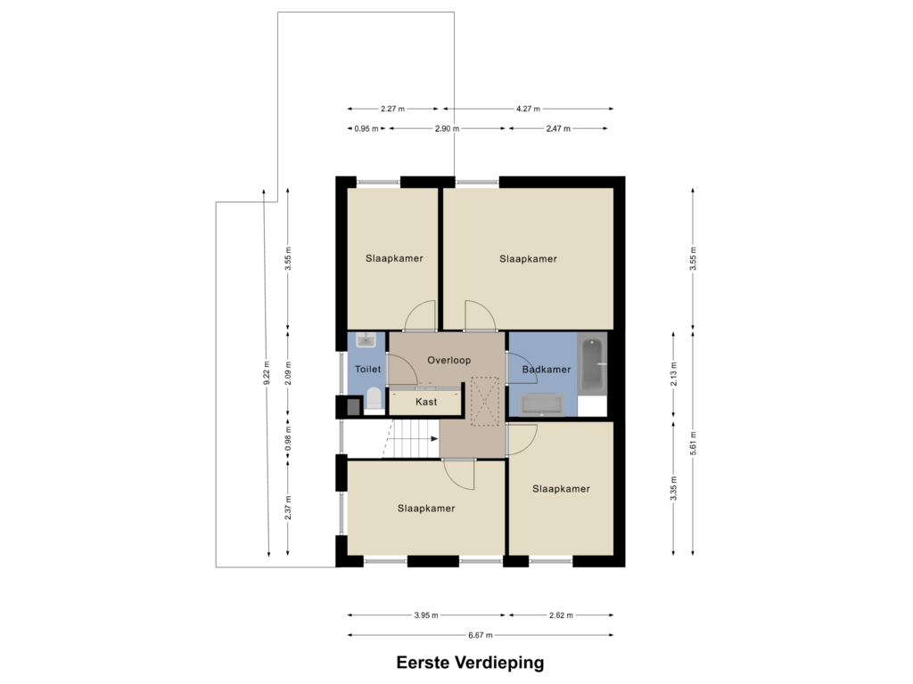 Bekijk plattegrond van Eerste Verdieping van Twentestraat 7