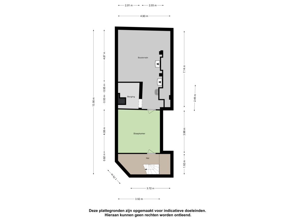 Bekijk plattegrond van Souterrain van Lange Lakenstraat 26