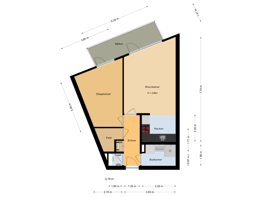 Bekijk plattegrond van Appartement van Gleditsiastraat 59