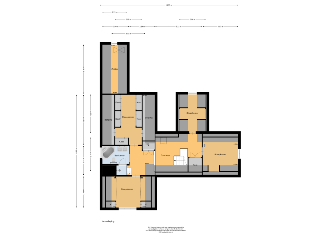 Bekijk plattegrond van 1e verdieping van Oostzijde 242