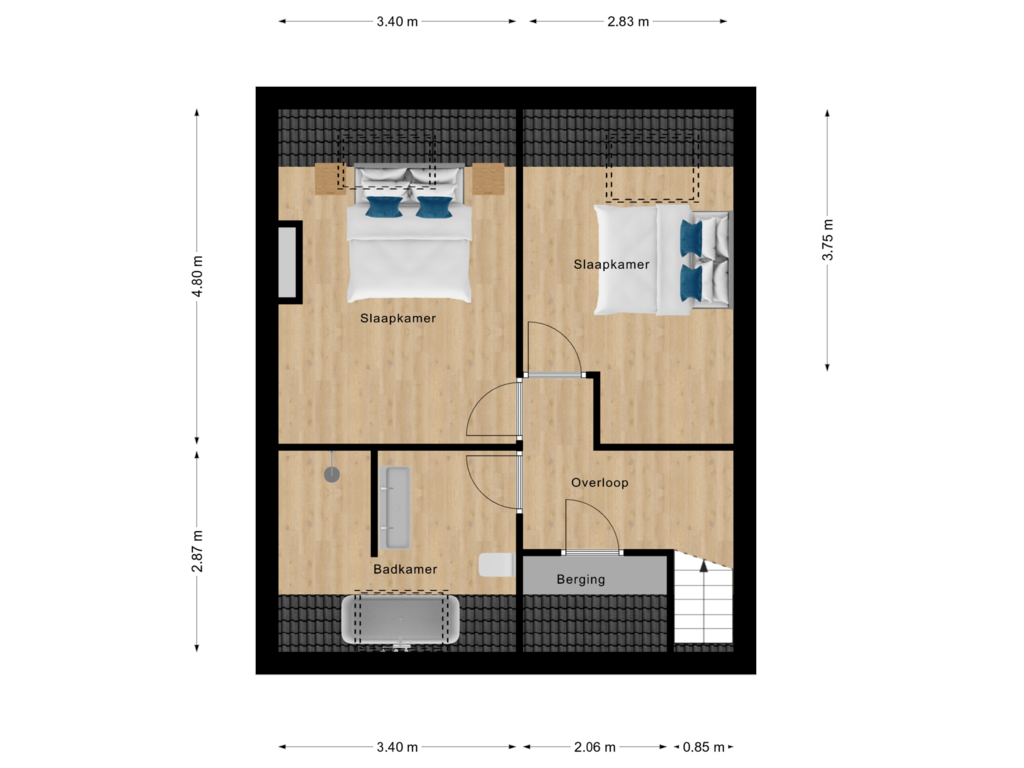 Bekijk plattegrond van 1e Verdieping van Zuidzandseweg 9