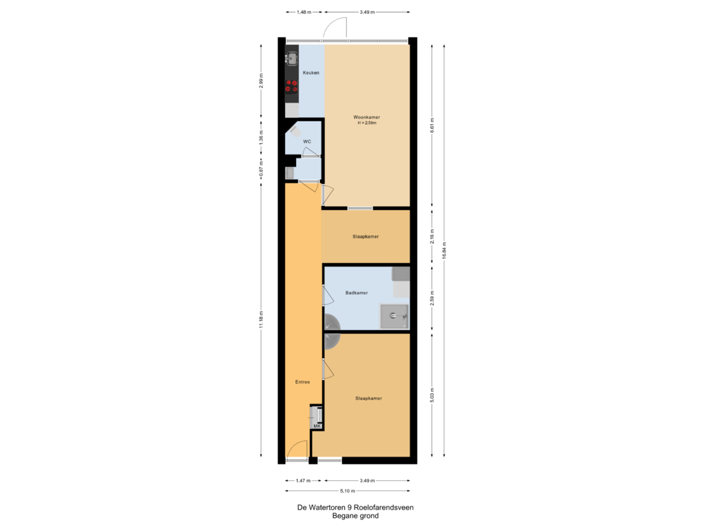 Bekijk plattegrond van Begane grond van De Watertoren 9