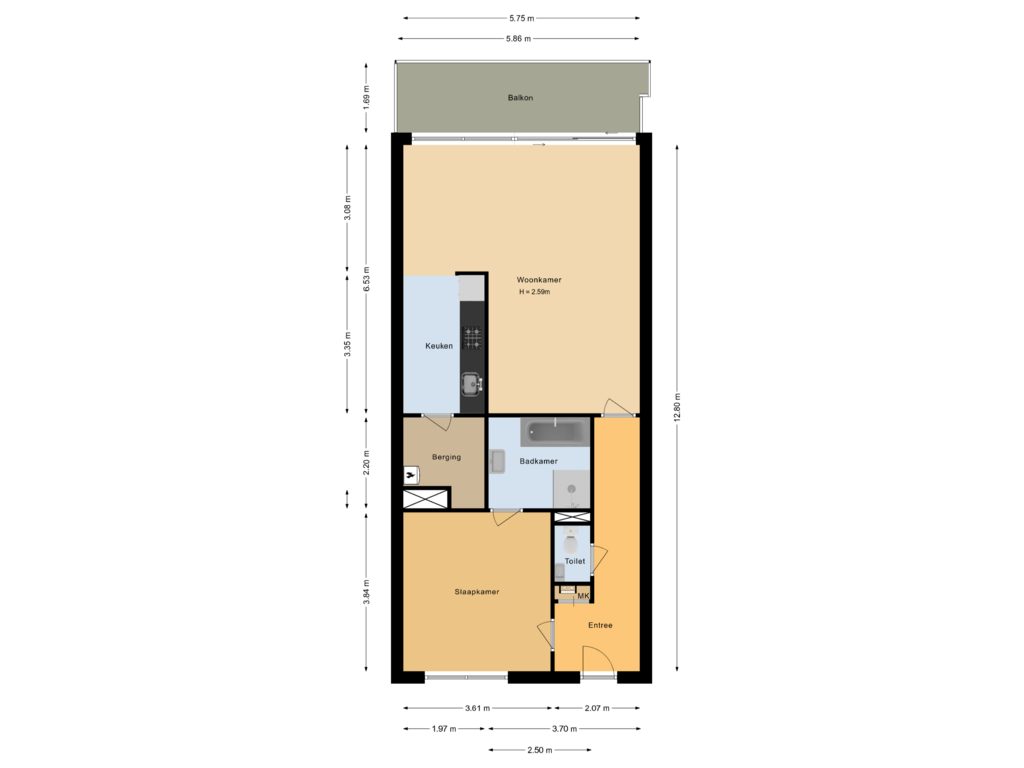 Bekijk plattegrond van Appartement van Kruidenplein 6