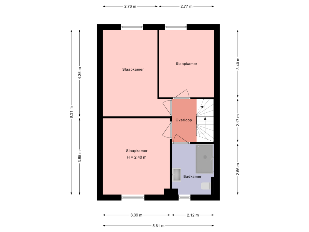 Bekijk plattegrond van 1e verdieping van Hoogstraat 5