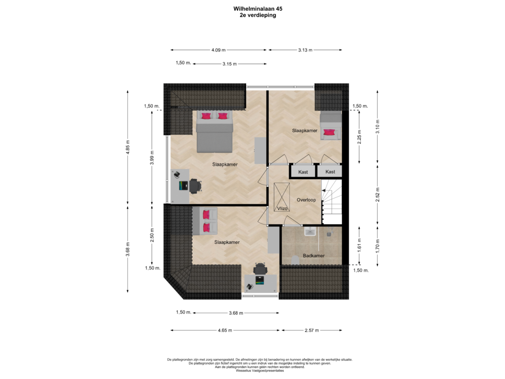 Bekijk plattegrond van 2e verdieping van Wilhelminalaan 45