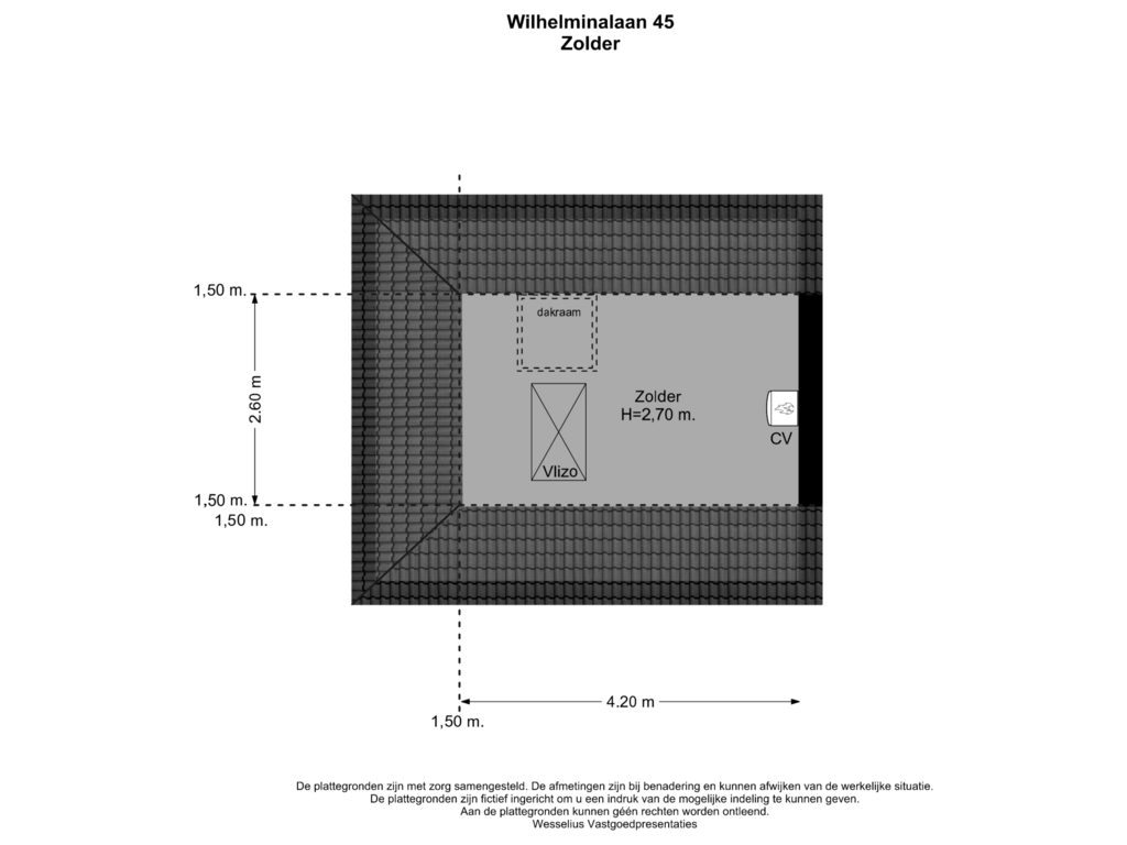 Bekijk plattegrond van Zolder van Wilhelminalaan 45