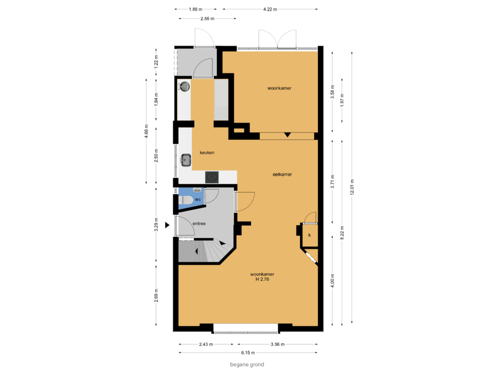 View floorplan of begane grond of Prinsenweg 7