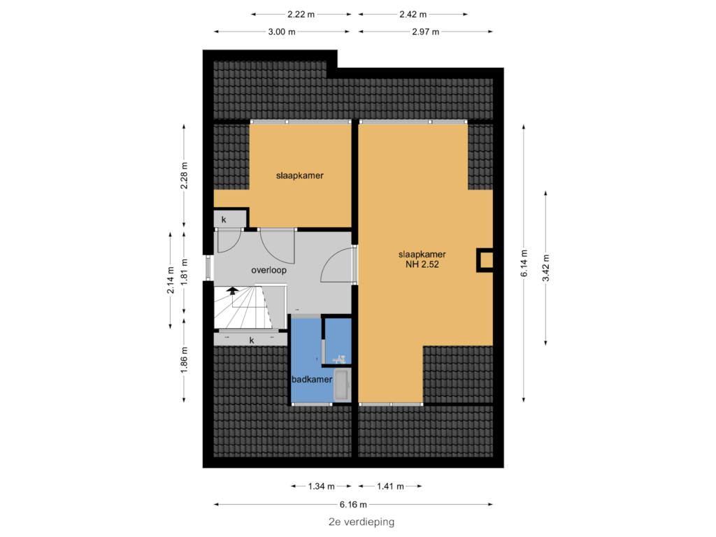 View floorplan of 2e verdieping of Prinsenweg 7